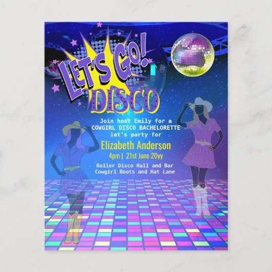 Cowgirl Disco Bachelorette Laatste Rit Rodeo Flyer (Voorkant)