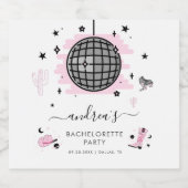 Cowgirl Disco Bachelorette Retro Ruimte Roze Feest Sparkling Wijnetiket (Enkel label)