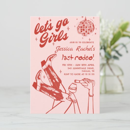 Cowgirl Disco Bachelorette Rodeo Weekendend Kaart (Staand voorkant)