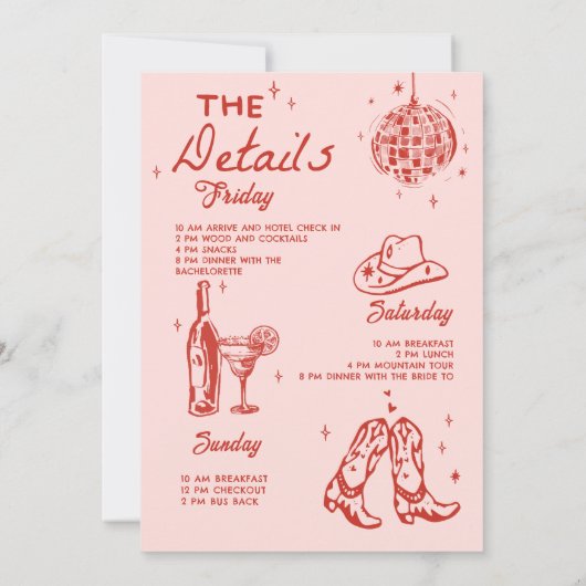 Cowgirl Disco Bachelorette Rodeo Weekendend Kaart (Achterkant)