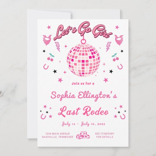 Cowgirl Disco Bachelorette Weekend Reisplan Kaart (Voorkant)