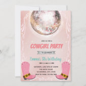 Cowgirl disco dansfeest uitnodiging (Voorkant)