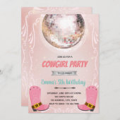 Cowgirl disco dansfeest uitnodiging (Voorkant / Achterkant)