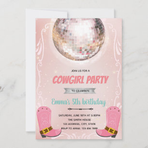 Cowgirl disco dansfeest uitnodiging