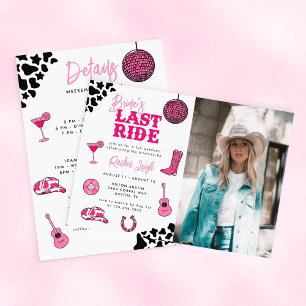Cowgirl Disco Laatste Rit Meisjesweekend Uitnodigi Kaart