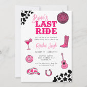 Cowgirl Disco Last Ride Bachelorette uitnodiging (Voorkant)