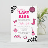 Cowgirl Disco Last Ride Bachelorette uitnodiging (Staand voorkant)