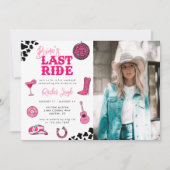 Cowgirl Disco Last Ride Bachelorette Weekend Invit Kaart (Voorkant)