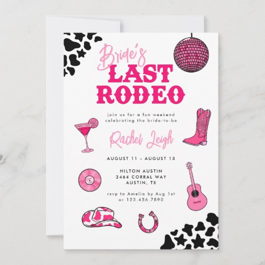 Cowgirl Disco Last Rodeo Bachelorette Kaart (Voorkant)