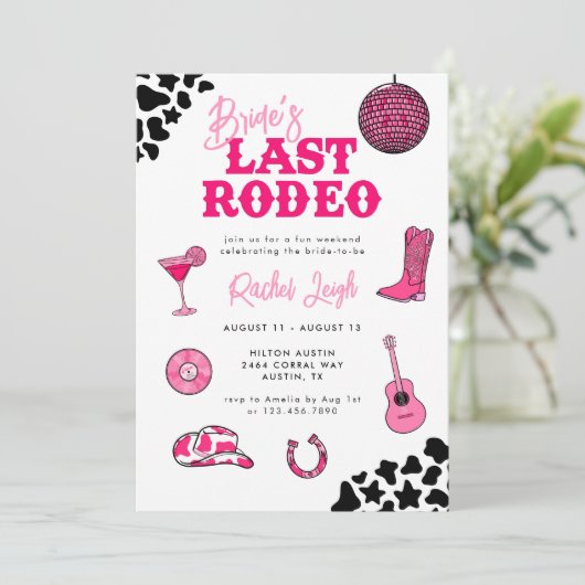Cowgirl Disco Last Rodeo Bachelorette Kaart (Staand voorkant)