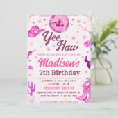 Cowgirl Disco Party bewerkbare uitnodiging (Staand voorkant)