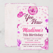 Cowgirl Disco Party bewerkbare uitnodiging (Voorkant / Achterkant)