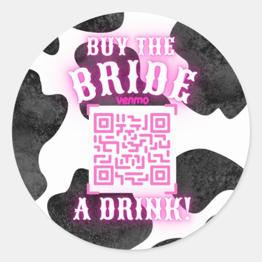 Cowgirl Disco QR Buy Bride Drink Ronde Sticker (Voorkant)