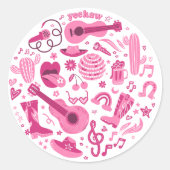Cowgirl Disco Rodeo Ronde Sticker (Voorkant)
