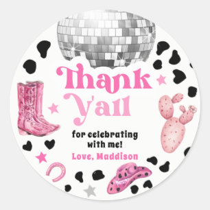 Cowgirl Disco Rodeo Verjaardag Cupcake Ronde Sticker