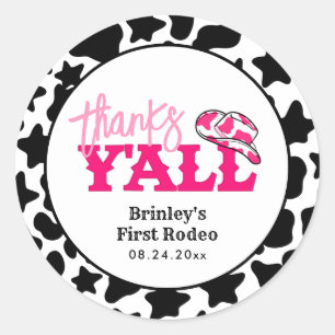 Cowgirl Disco Roze Eerste Rodeo Bedankt allemaal Ronde Sticker