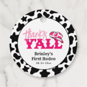 Cowgirl Disco Roze Eerste Rodeo Bedankt Y'all Bedankjes Labels (Achterkant)