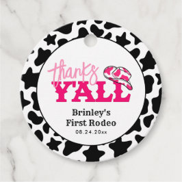 Cowgirl Disco Roze Eerste Rodeo Bedankt Y'all Bedankjes Labels