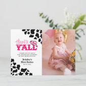 Cowgirl Disco Roze Eerste Rodeo Bedankt Y'all Kaart (Staand voorkant)