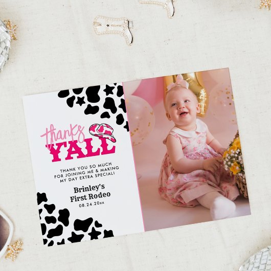 Cowgirl Disco Roze Eerste Rodeo Bedankt Y'all Kaart
