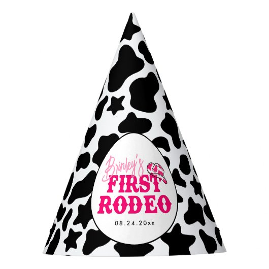 Cowgirl Disco Roze Eerste Rodeo Feesthoedjes (Voorkant)