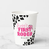 Cowgirl Disco Roze Eerste Rodeo Papieren Bekers (Achterkant)