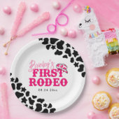 Cowgirl Disco Roze Eerste Rodeo Papieren Bordje (Feest)