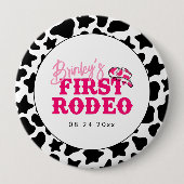 Cowgirl Disco Roze Eerste Rodeo Ronde Button 4,0 Cm (Voorkant)