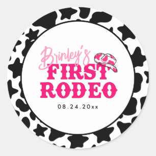 Cowgirl Disco Roze Eerste Rodeo Ronde Sticker