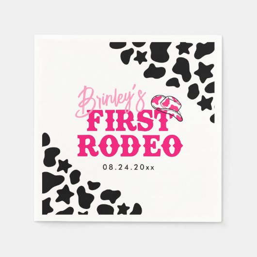 Cowgirl Disco Roze Eerste Rodeo Servet (Voorkant)