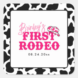 Cowgirl Disco Roze Eerste Rodeo Vierkante Sticker