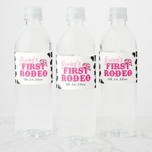 Cowgirl Disco Roze Eerste Rodeo Waterfles Etiket (Flessen)