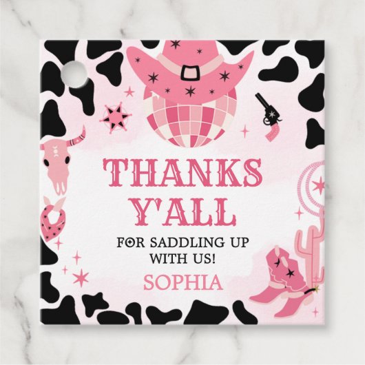 Cowgirl Disco verjaardagsfeestje plein Bedankjes Labels (Voorkant)