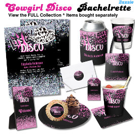 COWGIRL DISCO VERLOVINGSFEEST Roze Zwart Zilver    Flyer