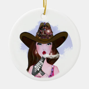 COWGIRL Diva "Hair Stylist"-keramisch Ornament