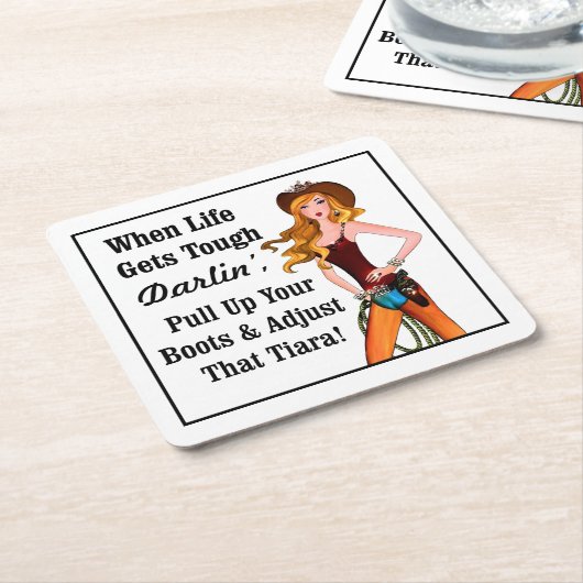 Cowgirl Diva Kartonnen Onderzetters (Schuin)