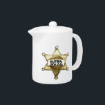 "Cowgirl Diva" Tea Pot Theepot<br><div class="desc">Andere leuke design en producten met DIVAtude,  gemaakt door Lady Denise op www.zazzle.com/LadyDenise</div>