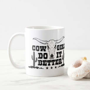 COWGIRL DO IT BETTER Koe schedel met lange horens Koffiemok