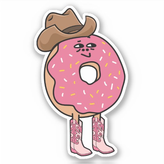 Cowgirl Donut, Grappige Roze Sprinkles Sticker (Voorkant)