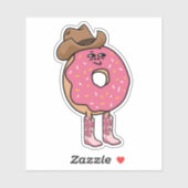 Cowgirl Donut, Grappige Roze Sprinkles Sticker (Vel)