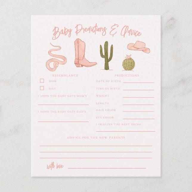 Cowgirl Douche Baby Voorspellingen & Advies Kaart (Voorkant)