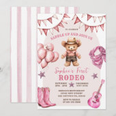 Cowgirl Eerste Rodeo Ballonnen Verjaardag Uitnodig Kaart (Voorkant / Achterkant)
