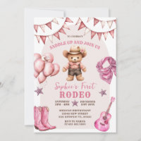Cowgirl Eerste Rodeo Ballonnen Verjaardag Uitnodig