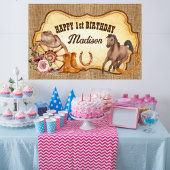 Cowgirl eerste rodeo boerderij paarden verjaardag poster