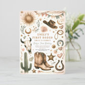 Cowgirl Eerste Rodeo Eerste Verjaardag 1e Kaart