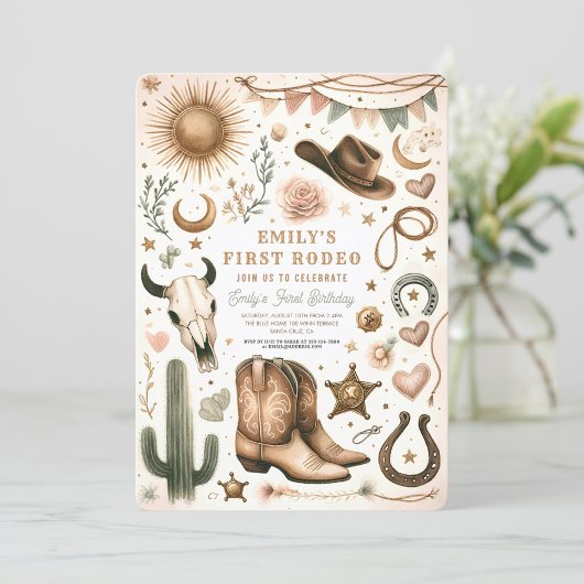 Cowgirl Eerste Rodeo Eerste Verjaardag 1e Kaart