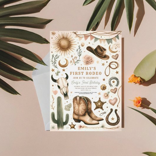 Cowgirl Eerste Rodeo Eerste Verjaardag 1e Kaart