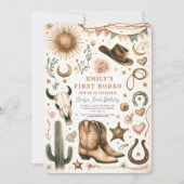 Cowgirl Eerste Rodeo Eerste Verjaardag 1e Kaart (Voorkant)