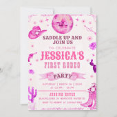 Cowgirl Eerste Rodeo Feest Uitnodiging (Voorkant)