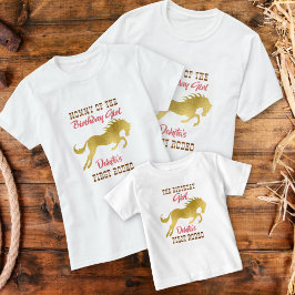 Cowgirl eerste rodeo gouden verjaardag matching t-shirt